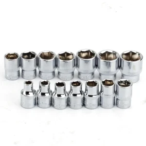 14Pcs 3/8″ Drive Socke Set 6 7 8 9 10 11 12 13 14 15 16 17 18 19mm Socket Wrench Set 6 Point Socket Bit Adapter Car Repair Tools