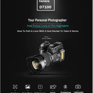 24X Optical Zoom HD Digital Camera POLO D7100 33Million Pixel Auto Focu Professional DSLR Video Camera Three Lens Outdoor Camera