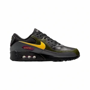 Nike Air Max 90 Vintage Men’s Running Shoes Wear Resistant Shock Absorption Breathable Black Yellow Sneakers DJ9779-001