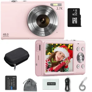 2.7K Digital Camera Autofocus Vlogging Camera HD 48MP with 2.8″ Large Screen Camcorder Camera for Photography for Kid Adult