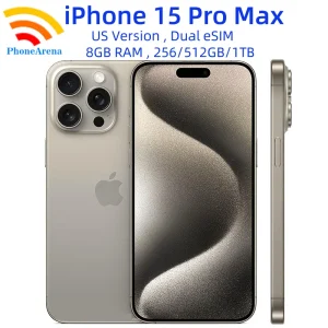 Original iPhone 15 Pro Max 256/512GB 1TB ROM Dual eSIM 8GB RAM 6.7″ Genuine Retina OLED NFC A16 15ProMax Unlocked 5G Cell Phone