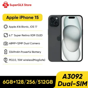 Apple iPhone 15 A3092 iOS 17 Apple A16 Bionic Super Retina XDR OLED Display IP68 dust/water resistant Dual SIM 100% New Original