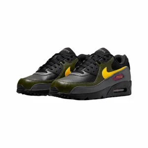 Nike Air Max 90 Vintage Men’s Running Shoes Wear Resistant Shock Absorption Breathable Black Yellow Sneakers DJ9779-001