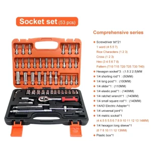 NEW Car Repair Tool Kit 46/53 Piece/Set 1/4-Inch Socket Set Car Repair Tool Ratchet Torque Wrench Combo Auto Repairing Tool Set