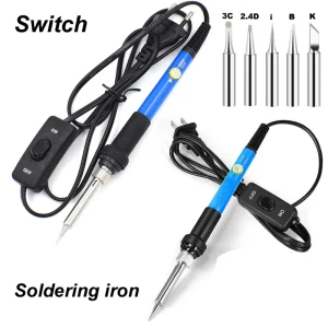 Electric Soldering Iron Adjustable Temperature+Switch 60W EUR/US 220V 110V Welding Solder Mobile Phone Repair Tools 900M Tip