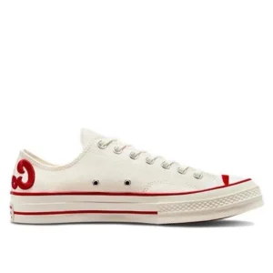 Converse 1970s Classic Trendy Wear resistant Low cut Canvas Shoes for Men and Women in White and Red