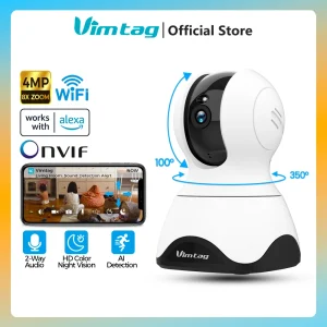 VIMTAG 4MP 360° Camera WIFI Auto Track 2-Way Audio IR Night Vision AI Human Detection IP Camera PTZ Indoor Security Surveillance