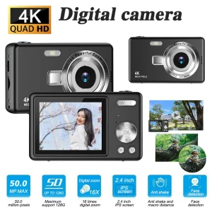 43 Inch K HD Digital Camera for Photography and Video Autofocus Anti-Shake 50MP Compact Vlogging Camera Self Timer Video Camera