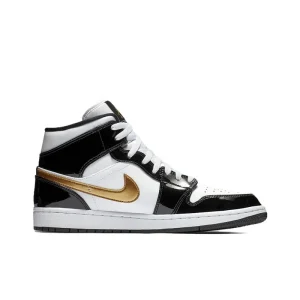 Original Air Jordan 1 Mid SE Leather Shock-absorbing Retro Basketball Shoes Men’s Black Gold Version 2023 sneakers 852542-007