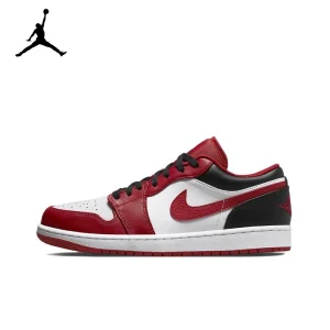 Original Air Jordan 1 low “Red Anti-Slip Low Top Retro Basketball Shoes Men’s Sneakers Red and White and Black 553558-610