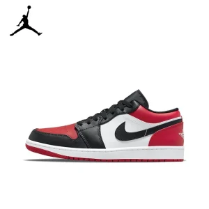 Original Air Jordan 1 Low “Bred Toe” Red Black White For Men’s Classic Retro Basketball Street Casual Sneakers Shoes 553558-612