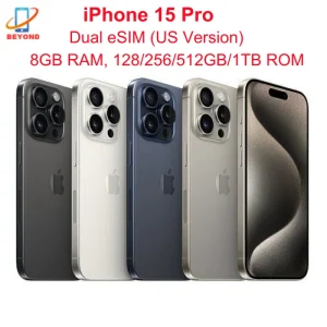 iPhone 15 Pro Dual eSIM 6.1″ Genuine LTPO Super Retina XDR OLED 128/256/512GB/1TB 8GB Face ID NFC A17Pro 98% New 5G Cell Phone