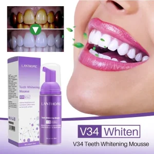 V34 Mousse Toothpaste Teeth Whitening Removing Yellow Teeth Cleaning Tooth Stain Oral Fresh Tooth Care Product Beauty Health ﻿