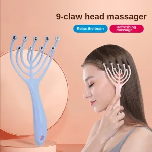 9 Claws Head Massger Streamlined Ball Deep Stress Relaxation Scalp Massager Handheld Spa Massage Roller Health Stress Relief Aid