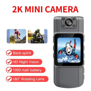 2K WiFi Video Recorder Wearable Body 180° Adjustable Law Enforcement Body Worn Camera Night Vision Laser Infrared Action Camera