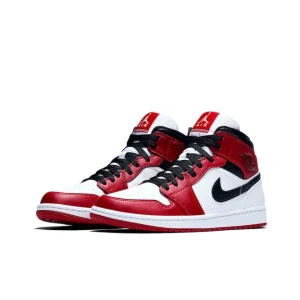 Original Air Jordan 1 Mid ‘Chicago’ Red and White For Men Classic Retro Basketball Sneakers Shoes 554724-173