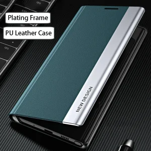 Plating Flip Case for Samsung Galaxy S24 Ultra S24 S23 S22 S21 S20 S10 S23FE S20FE Note 10 20 PU Leather + PC Wallet Stand Cover