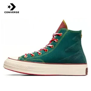 Converse 1970s versatile, wear-resistant, waterproof, lightweight, high top canvas shoes for both men and women, green color