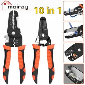 10 In 1 Stripping Crimping Pliers Wire Stripper Multi Functional Ring Crimpper Electrician Peeling Network Cable Stripper Tool