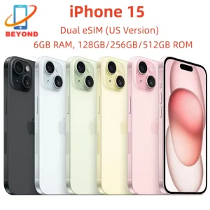 iPhone 15 Dual eSIM 6.1″ Genuine Super Retina XDR OLED 128/256/512GB ROM 6GB RAM Face ID NFC A16 Original 98% New 5G Cell Phone