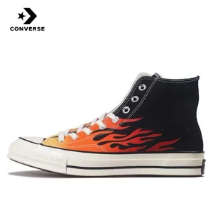 Converse 1970s ctas 70 hi flame resistant lightweight high top canvas shoes for both men and women, black and red stitching