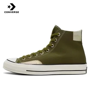 Converse 1970s vintage handkerchief pattern anti slip high top canvas shoes for both men and women in green and white