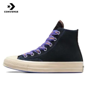 Converse 1970s Wear resistant, shock-absorbing, anti slip high top canvas shoes for both men and women, black purple color