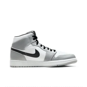 Original Air Jordan 1 Mid “Light Smoke Grey” “Wolf Grey”For Men’s Retro Classic Basketball Sneakers Shoes 554724-092