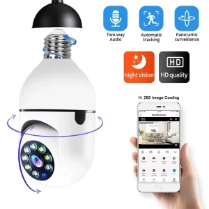 2MP 5G Wifi Bulb Camera 1080P PTZ IP Camera Full Color Night Vision Security Protection Surveil Camera 4X Digital Zoom Camera