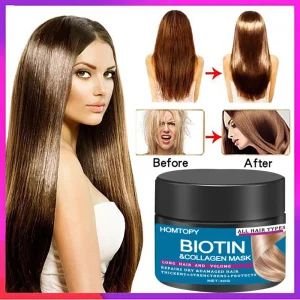 Biotin Collagen Keratin Hair Mask Smooth Straighten Scalp Treatment Repair Damage Dry Frizzy Soft Hair Care Beauty Health