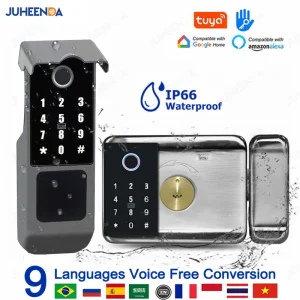 Waterproof Tuya Smart Lock Wifi Double Side Fingerprint Lock Outdoor Gate Digital Password Remote App Home Electronic Rim Lock