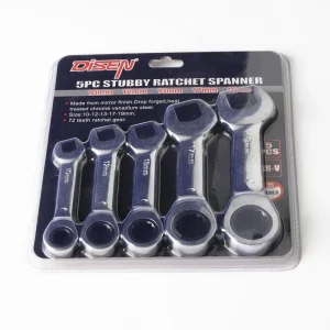 5Pcs 10-19mm 72 Tooth CRV Quick Open Reversible Combination Stubby Spanner Short Handle Ratchet Socket Wrench Auto Repair Tool