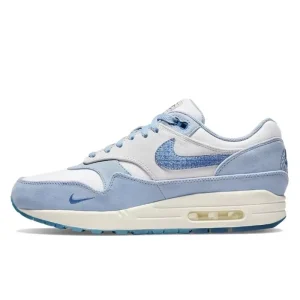 Nike Air Max 1 Blueprint Men Women Running Shoes Retro Sports Two Suede Leather Anti-slip Wear Lightweight Low-top White Blue