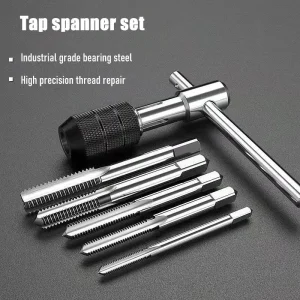 Portable 6pcs T-type Tap Wrench Set Drill Set Hand Tapping Tools Machine Screw Thread Tap Twist Bit M3/M4/M5/M6/M8 DIY Tool