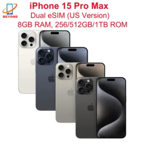 iPhone 15 Pro Max Dual eSIM 6.7″ Genuine LTPO Super Retina XDR OLED Face ID NFC A17Pro 8GB 256/512GB/1TB 98% New 5G Cell Phone