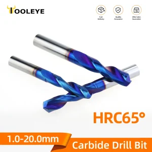 Tooleye HRC65° Tungsten Carbide Drills Metal Drill Bits For Super Hard Metalworking CNC Lathe Steel Drilling Tools 0.5-20.0mm