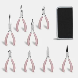 Pink Color Round Nose Cutting Wire Plier Stainless Steel Pliers Tools Set Kit For Handcraft Beading DIY Jewelry Making