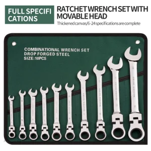 6,8,10,12,14,15pcs Active head ratchet spanner set dual use double head power saving plum car repair tool set hand tools