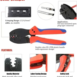 Solar Crimping Tools Kit Photovoltaic Cable Connector SN-2546B Clamp Terminal Pliers Coax Crimping PV Panel Connectors,Wrench