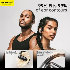 Awei T93 Air Conduction Bluetooth 5.3 Earphones HiFi Stereo Wireless Sports Headset EarHook Headphones Not-in-ear Earbuds