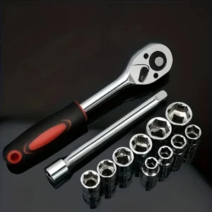 12 pcs of 1/4 multifunctional car maintenance tools, ratchet socket wrench, maintenance tool combination set