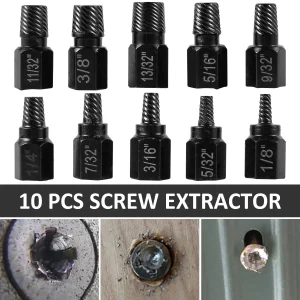 10Pcs Screw Extractor Kit Alloy Steel Damaged Screw Remover Metal Drill Bits Broken Bolt Stud Remover Hand Tools Set