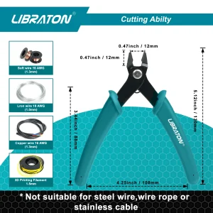 LIBRATON Micro Wire Cutter Precision Electronics Flush Cutter and Side Cutting Pliers Clean Cut for Model Jewelry Model Kits