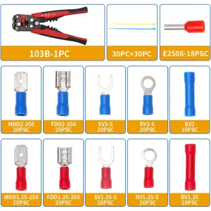 Folding Pliers Set ,260 pcs Crimping Cable Terminal Connector Heat Shrink Insulated Wire Box With Portable Wire Stripping Pliers