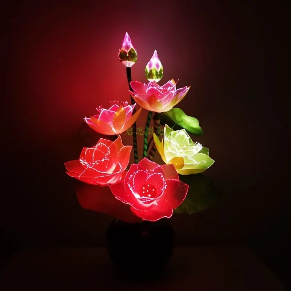 Led Flower Lights 7 Heads Lotus Light Buddha Lamp Fo Lampe Novelty Artistic Optical Fiber Flower - Image 2