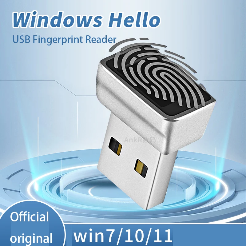 2024 Plus USB Fingerprint Reader Module for Windows10 、11 Hello, Biometric Scanner padlock for Laptops & PC