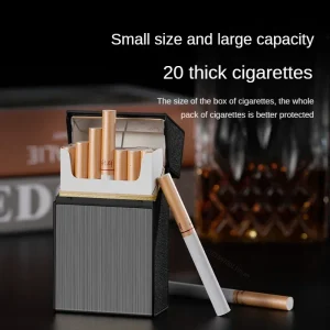 2 In 1 20 Cigarette Case Lighter Case USB Rechargeable Electronic Case Portable Windproof Smoking Accessories Gift for Men