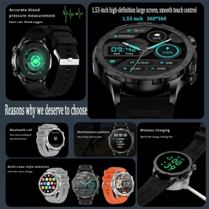 2024 New Bluetooth Call Smart Watch Men For Huawei AMOLED HD Large Screen Heart Rate NFC IP68 Waterproof GPS Sports Smart Watch