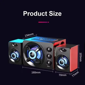 Professional Computer Audio Full Set DJ Sounds System BT Speakers with Amplifier Colorful LED Light Wired Subwoofer Speaker Set