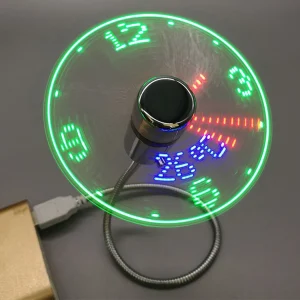 LED Clock Fan Time Temperature Display Mini Cooling Flashing Fan Real Time Display Portable Gadgets Flexible Gooseneck LED Clock